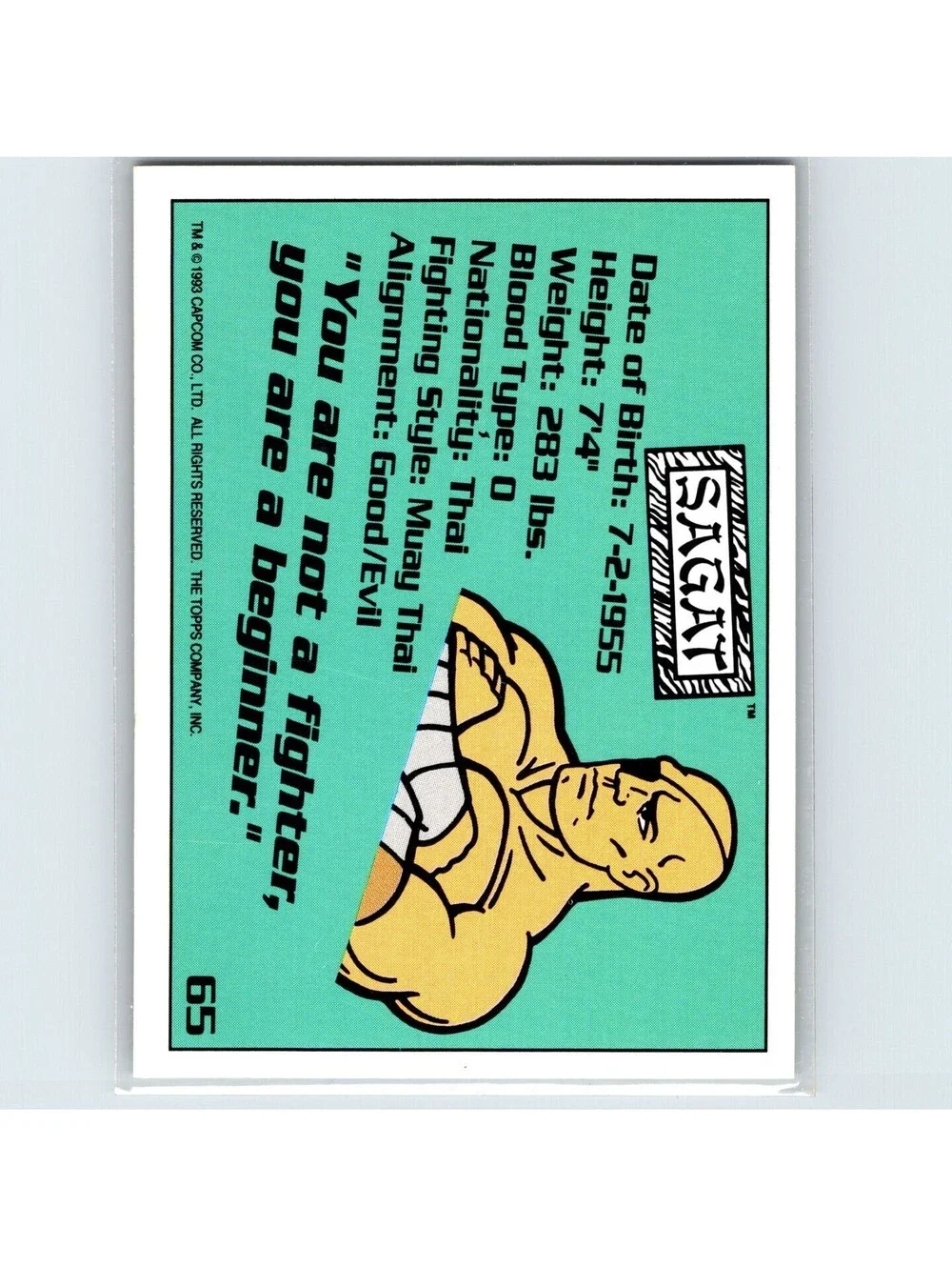 1993 Topps Street Fighter II Sagat #65